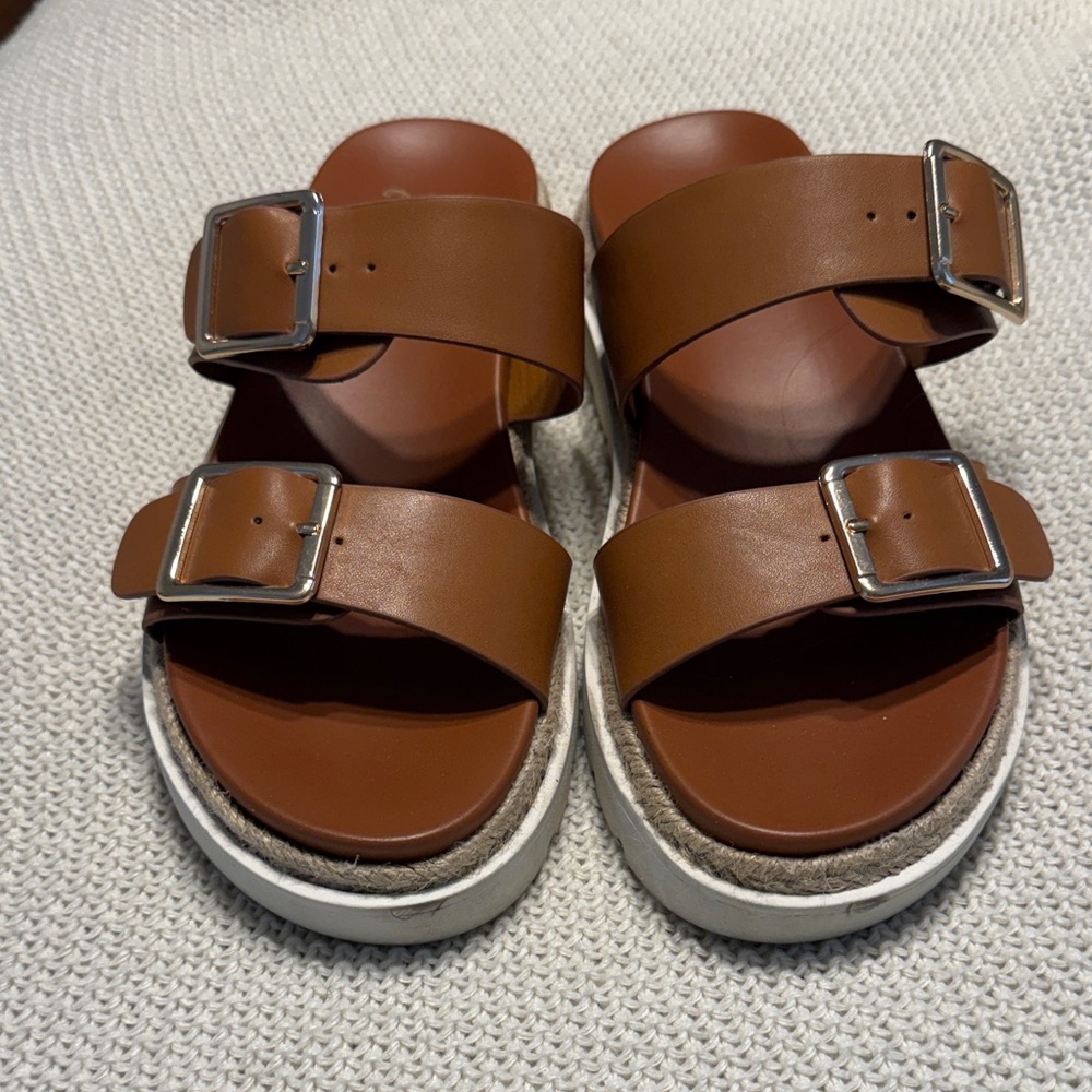 Brown Double Strap Sandals